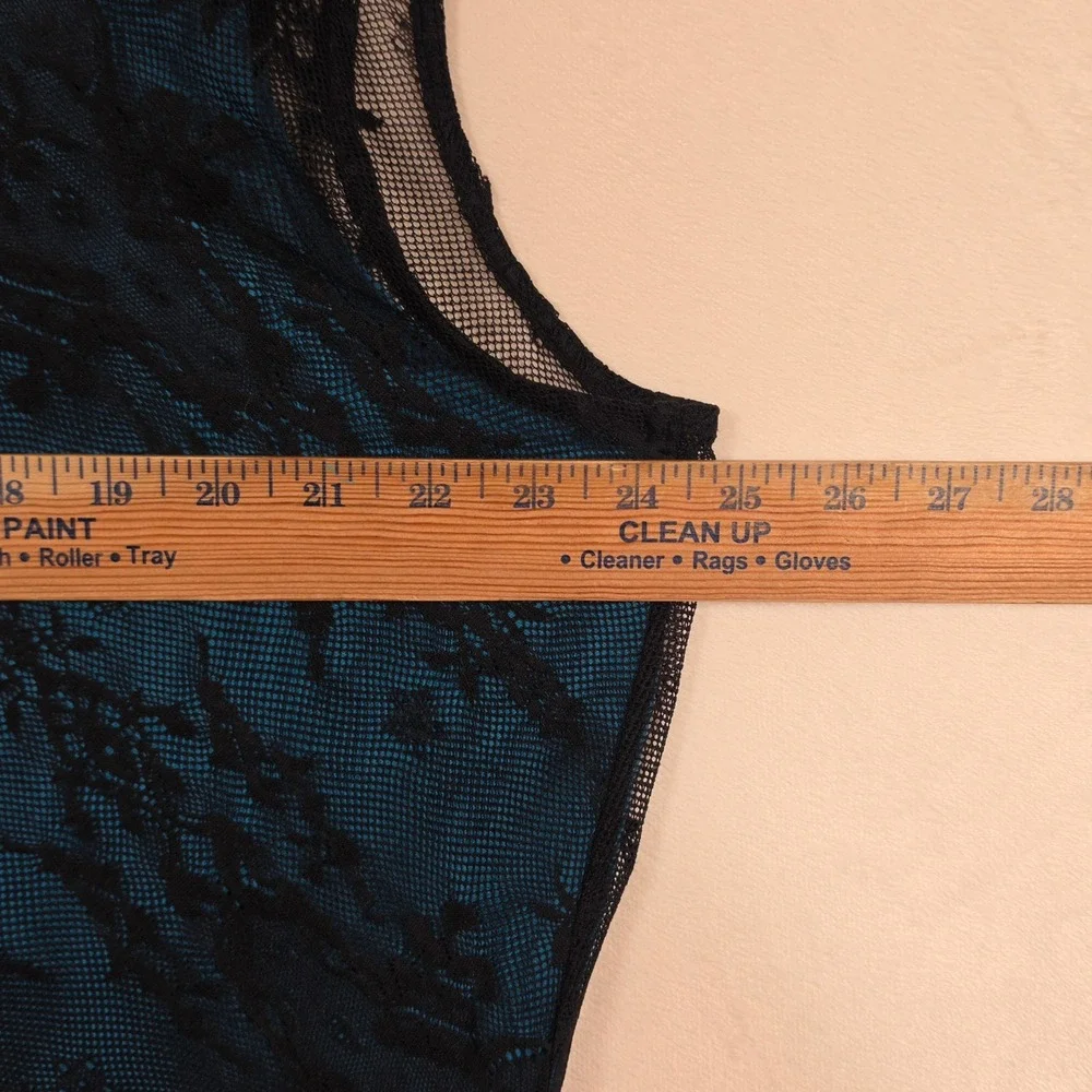 Lane Bryant Lace Dress Womens 24 Teal Black‎ Goth Romantic Whimsigoth Cocktail